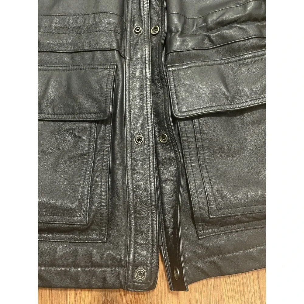World Alliance Originals Leather Field Jacket Mens Medium Military Cargo Pockets